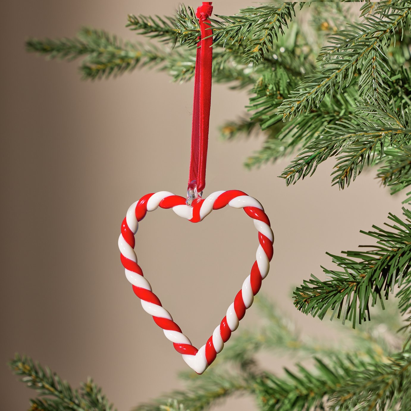 Argos Home Candy Cane Heart Hanging Christmas Ornament