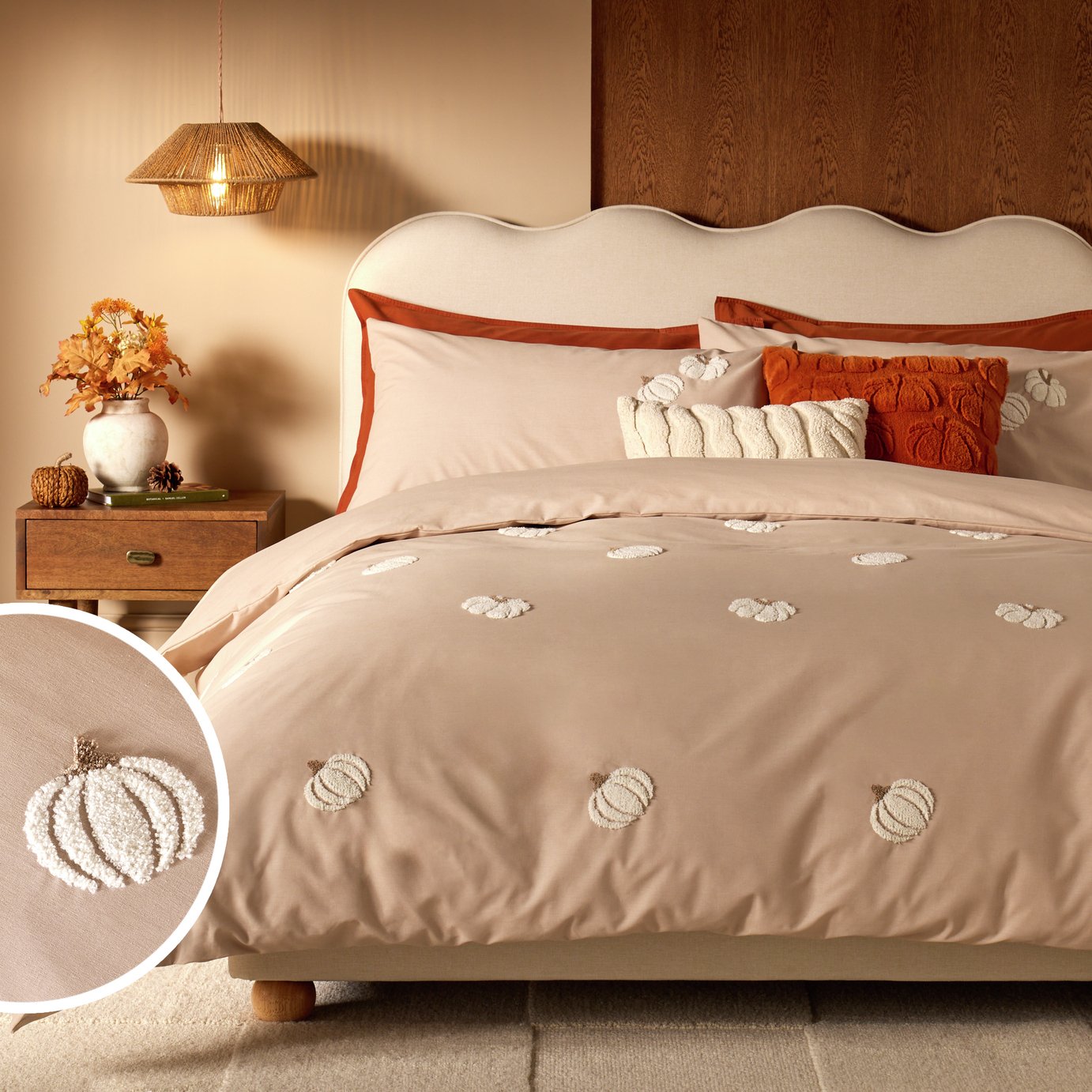 Argos Home Pumpkin Tufted Natural Bedding Set - Single