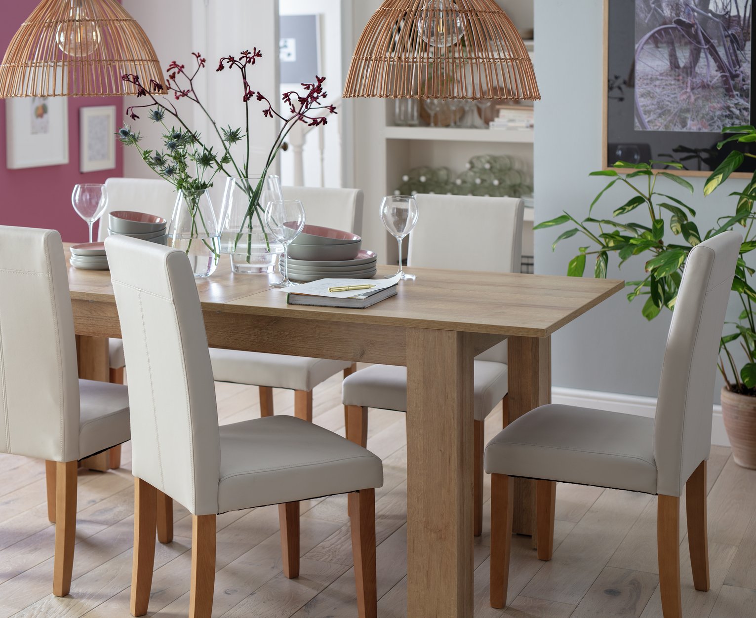 Argos Home Wood Effect Extending Dining Table & 6 Chairs