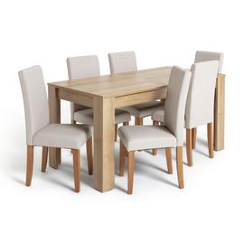 Argos Home Miami XL Oak Effect Extending Table & 6 Chairs