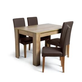Argos Home Miami Oak Effect Table & 4 Chocolate Chairs