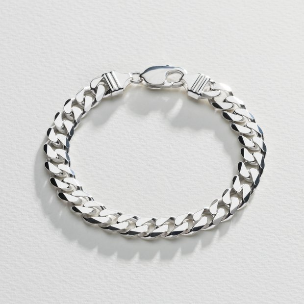 Mens silver hot sale curb bracelets