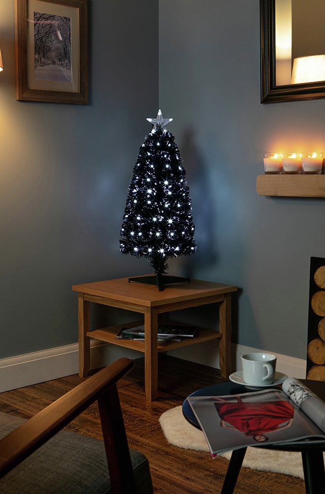 Premier Decorations Fibre Optic Small Christmas Tree - Black