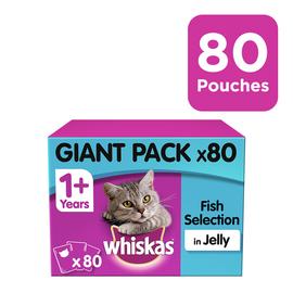 Whiskas 1+ Wet Cat Food Pouches Fish in Jelly 80 Pouches