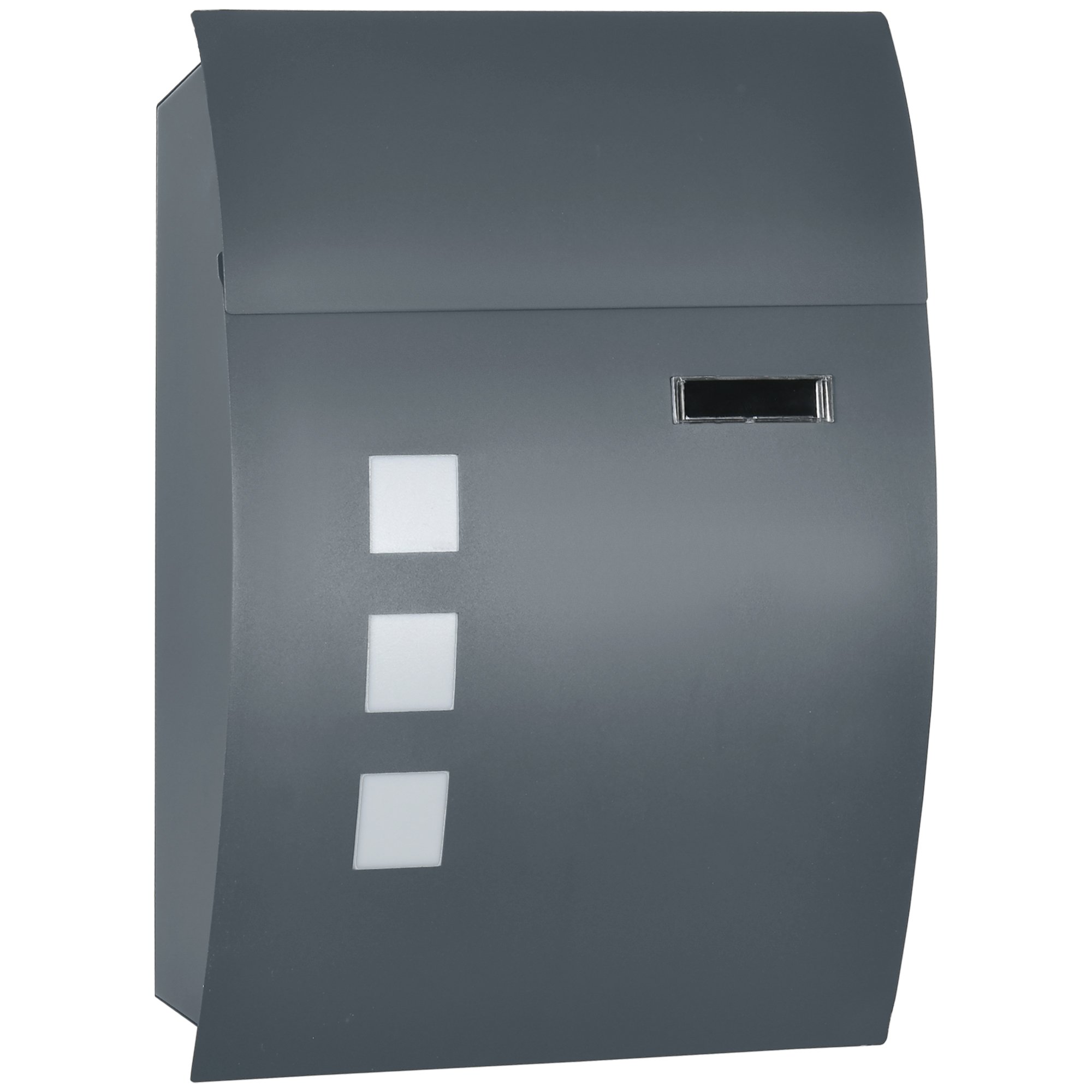 HOMCOM Weatherproof Wall Mounted Letter Box with Keys – Anthracite Grey
