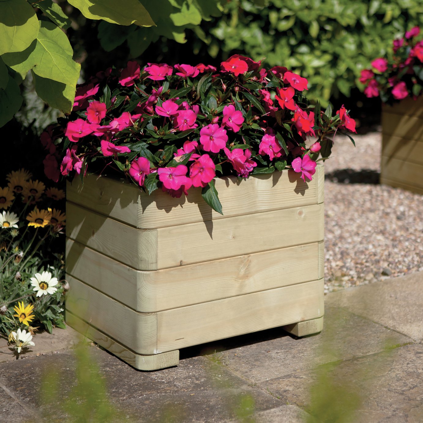 Rowlinson Marberry 50cm Square Wooden Planter