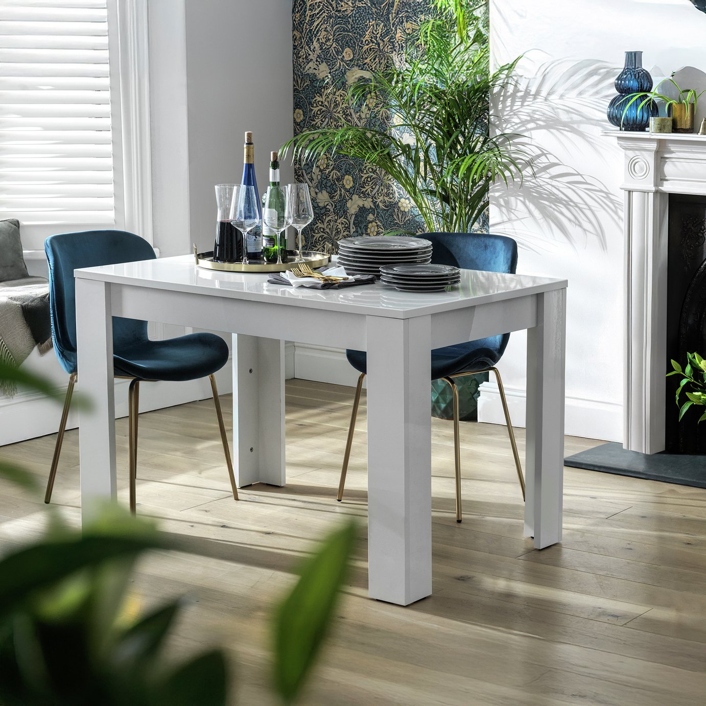 Argos Home Miami Gloss 4 Seater Dining Table - White