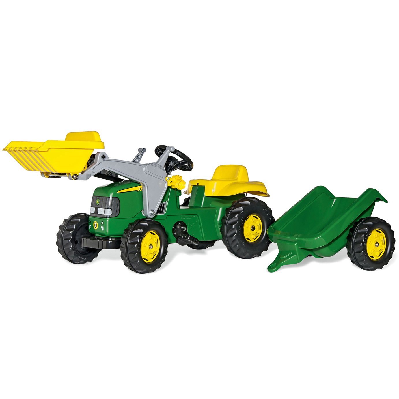 Rolly Toys John Deere Tractor with Front Loader & Trailer Ride On - Multicolour