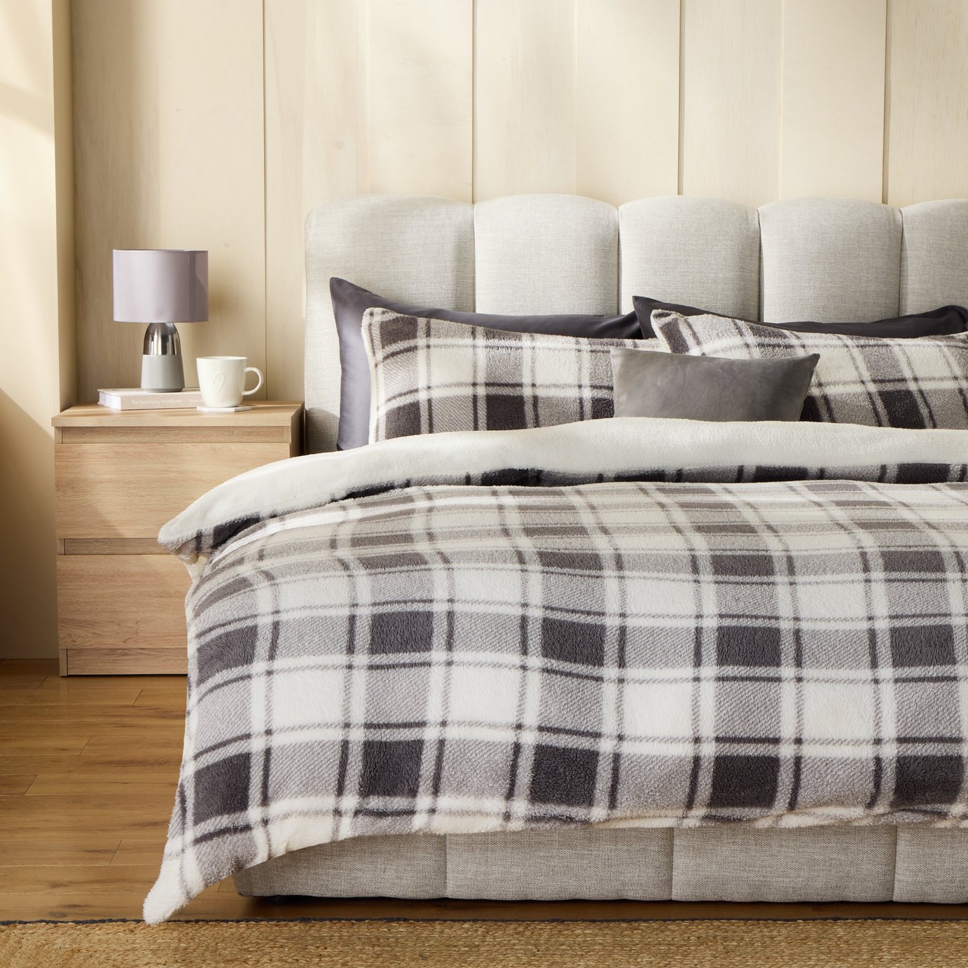 Argos Home Check Fleece Mono Bedding Set - Double