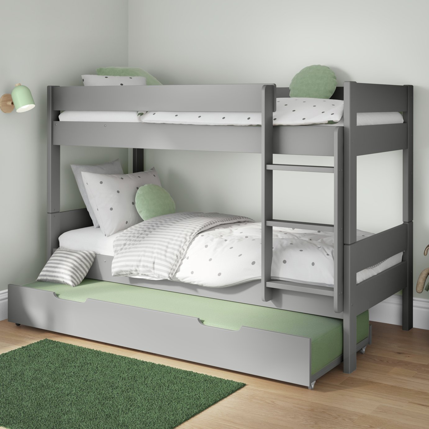 Stompa Compact Detachable Bunk Bed Frame With Open Trundle - Grey