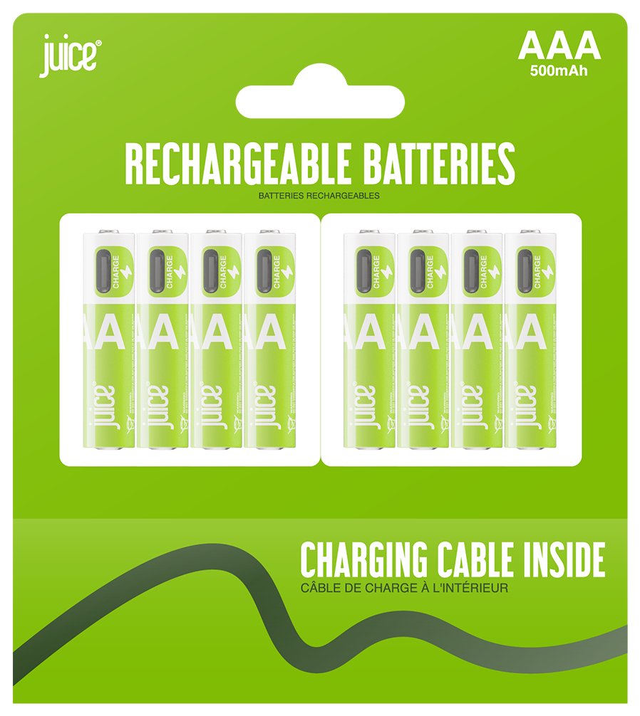 Juice Rechargeable AAA Batteries - Pack of 8