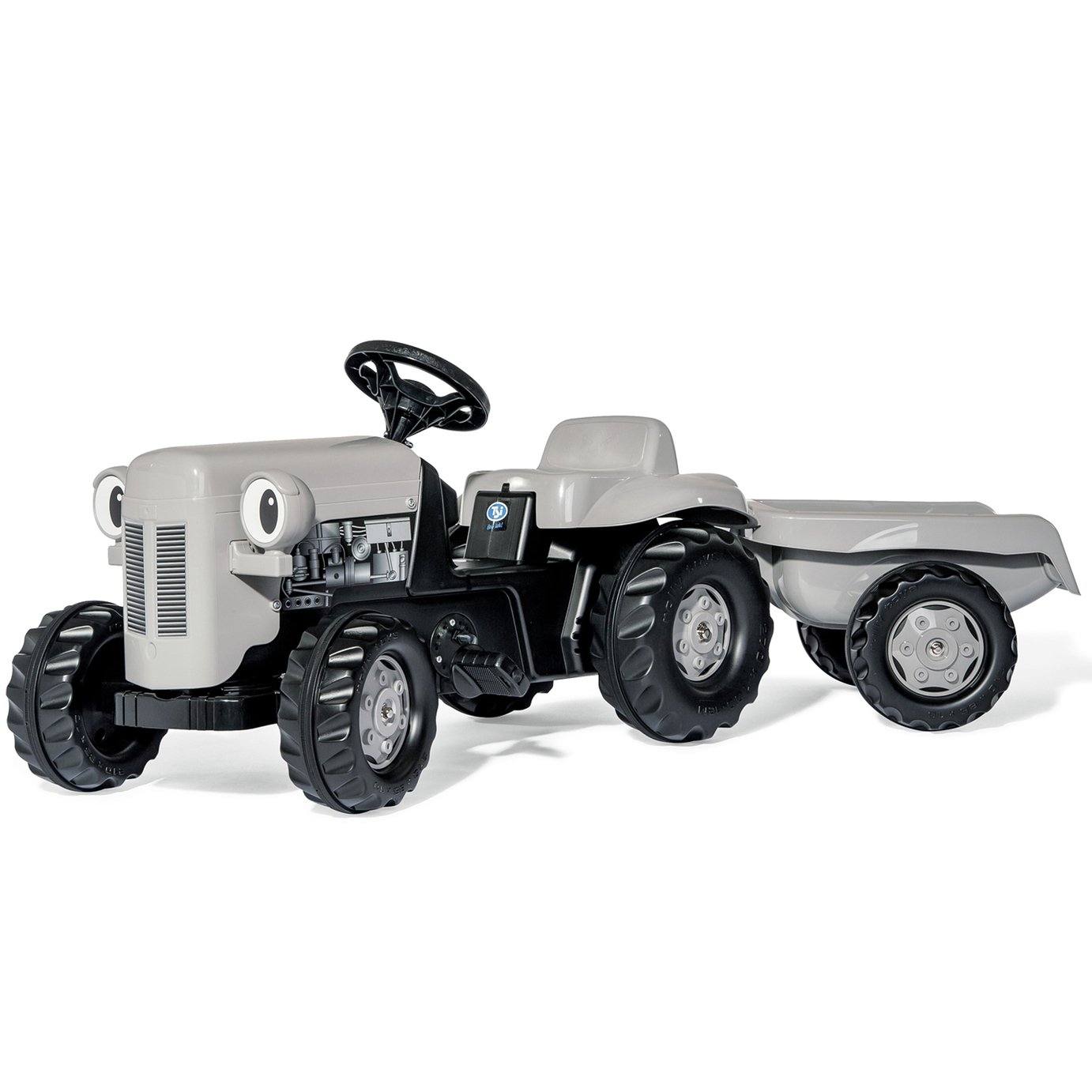 Rolly Toys Little Grey Fergie Tractor & Trailer Ride On - Grey & Black