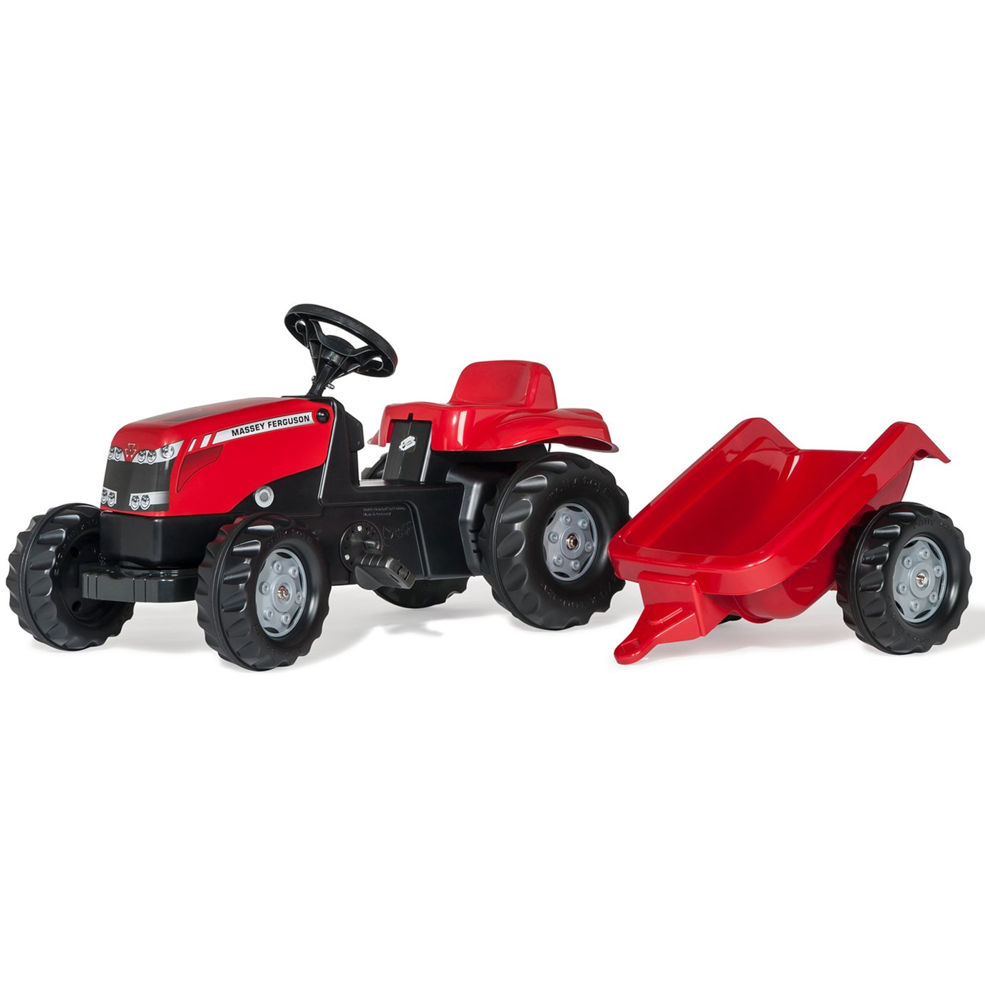 Rolly Toys Massey Ferguson Tractor & Trailer Ride On - Red & Black