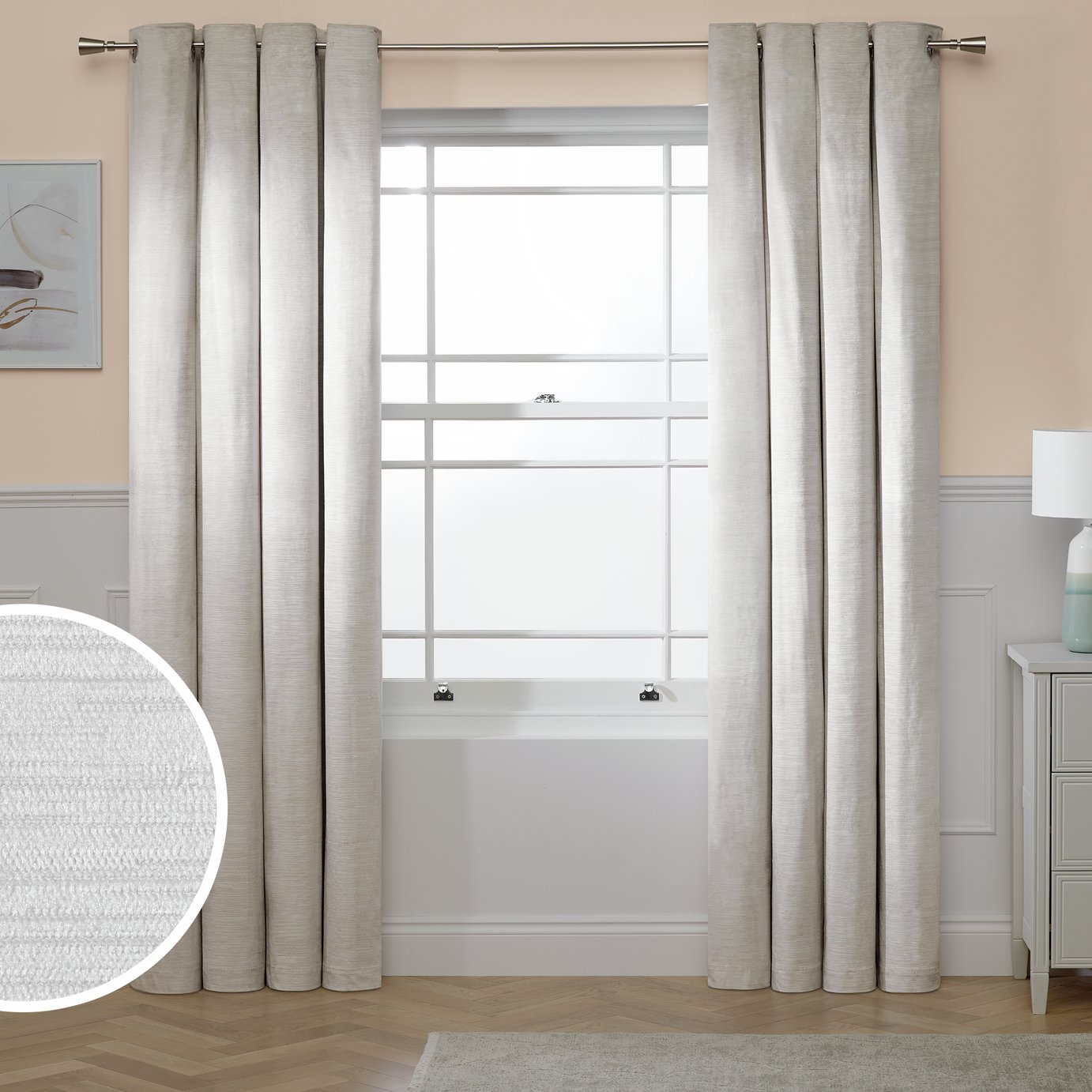 Argos Home Ribbed Velvet Blackout Eyelet Curtain Grey
