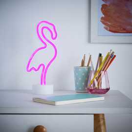 Glow Neon Effect Flamingo LED Kids Table Light - Pink