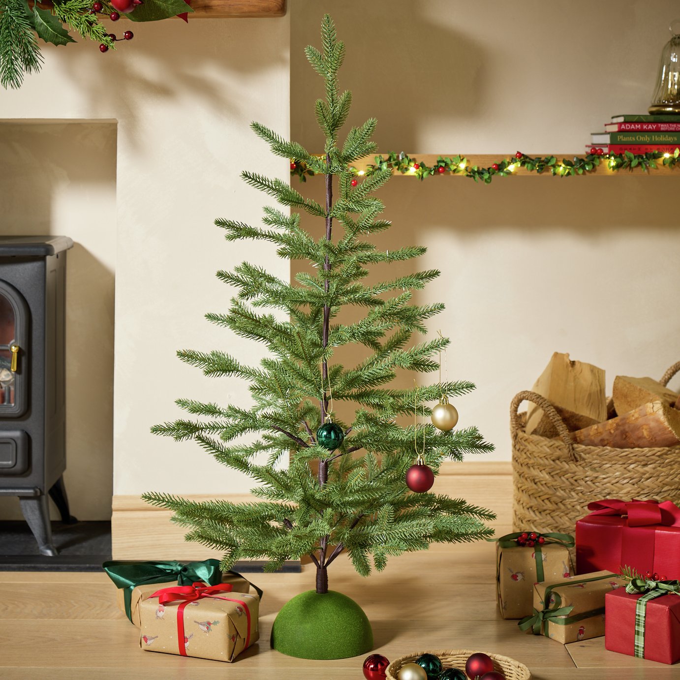 Argos Home 3ft Green Base Wrapped Christmas Tree