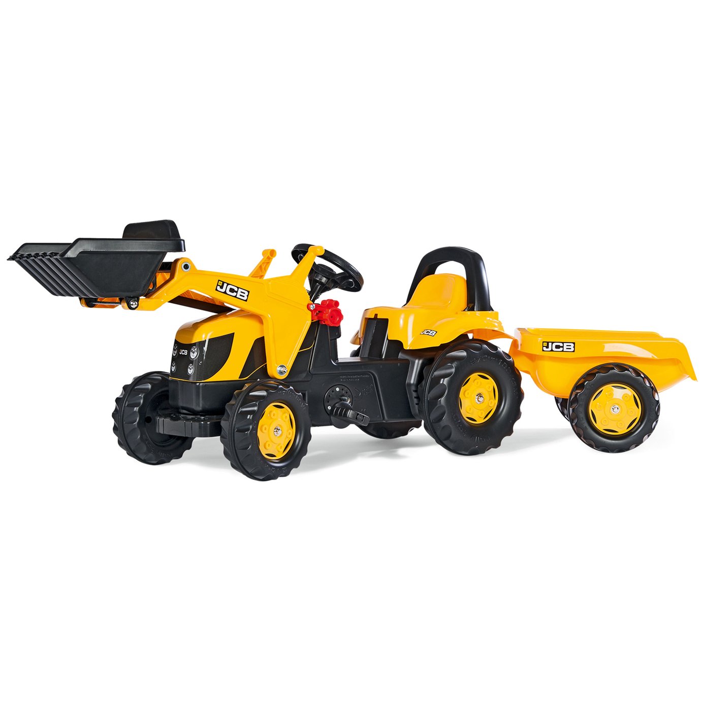 Rolly Toys JCB Tractor with Front Loader & Trailer Ride On - Yellow & Black
