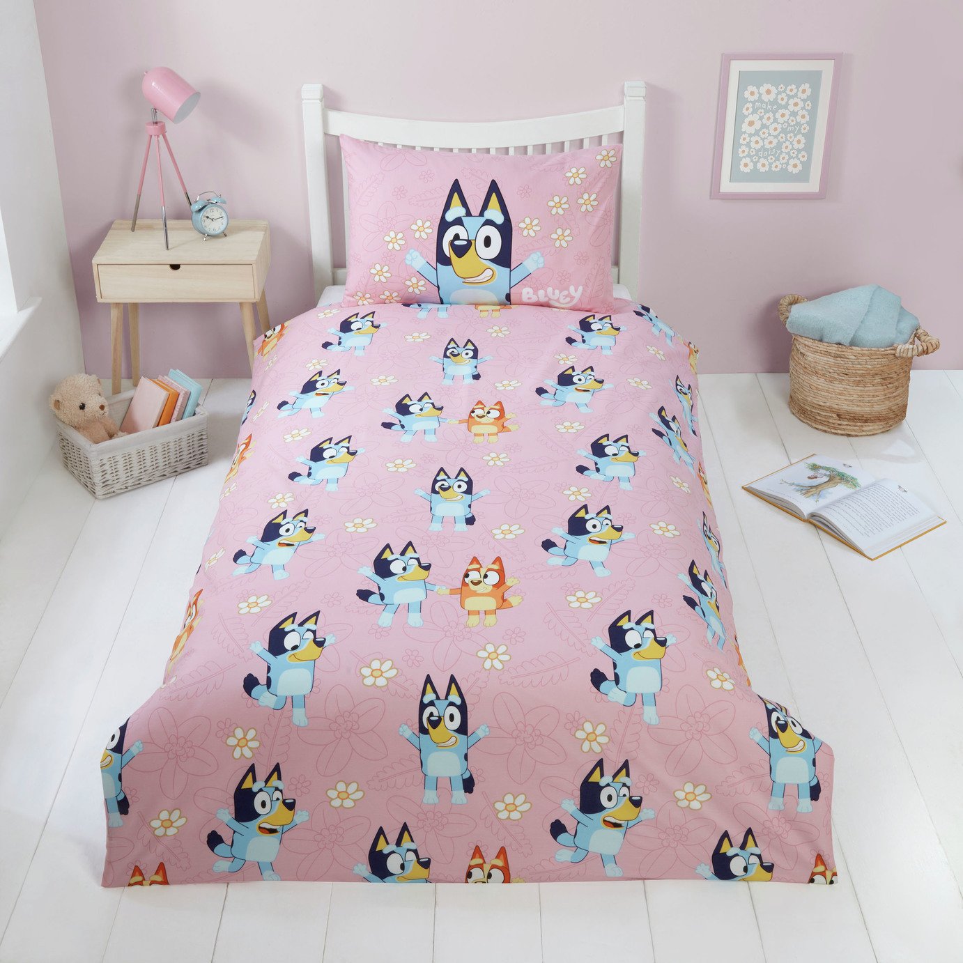 Bluey Kids Cotton Floral Pink Bedding Set - Single