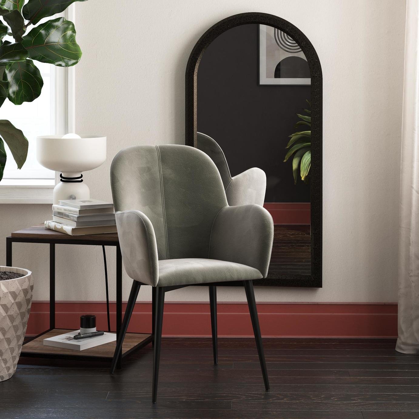 Dorel Fitz Velvet Accent Chair - Grey