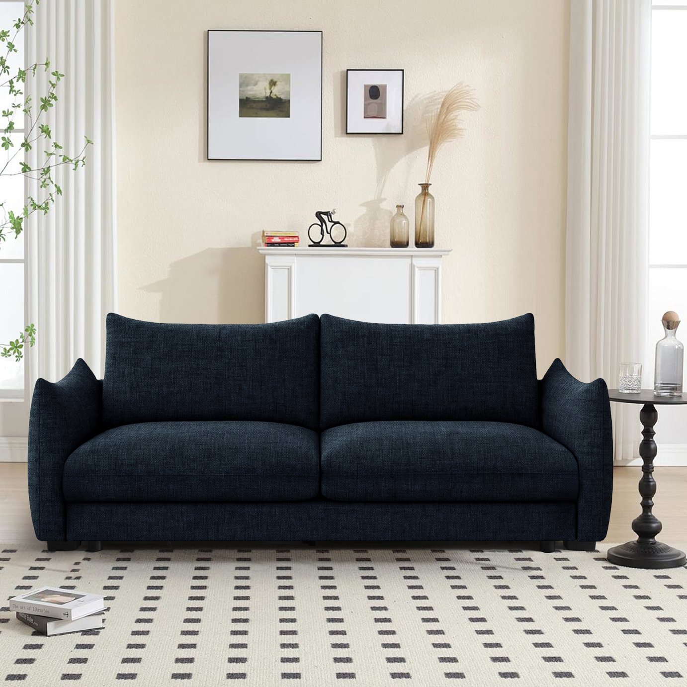 Dorel Bronte Fabric 3 Seater Sofa Bed - Navy Blue