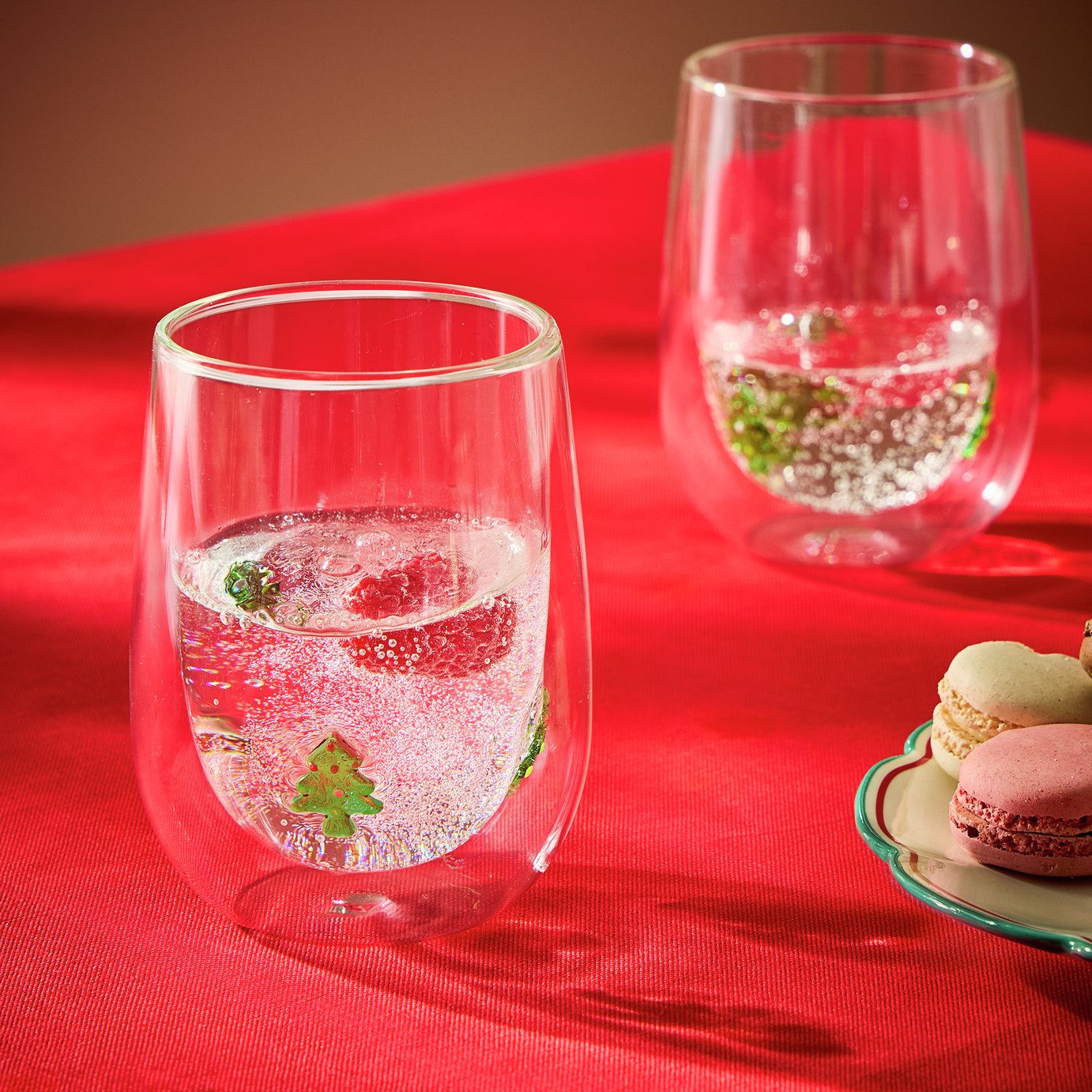 Argos Home Double Walled Christmas Tree Set of 2 Tumblers - Green