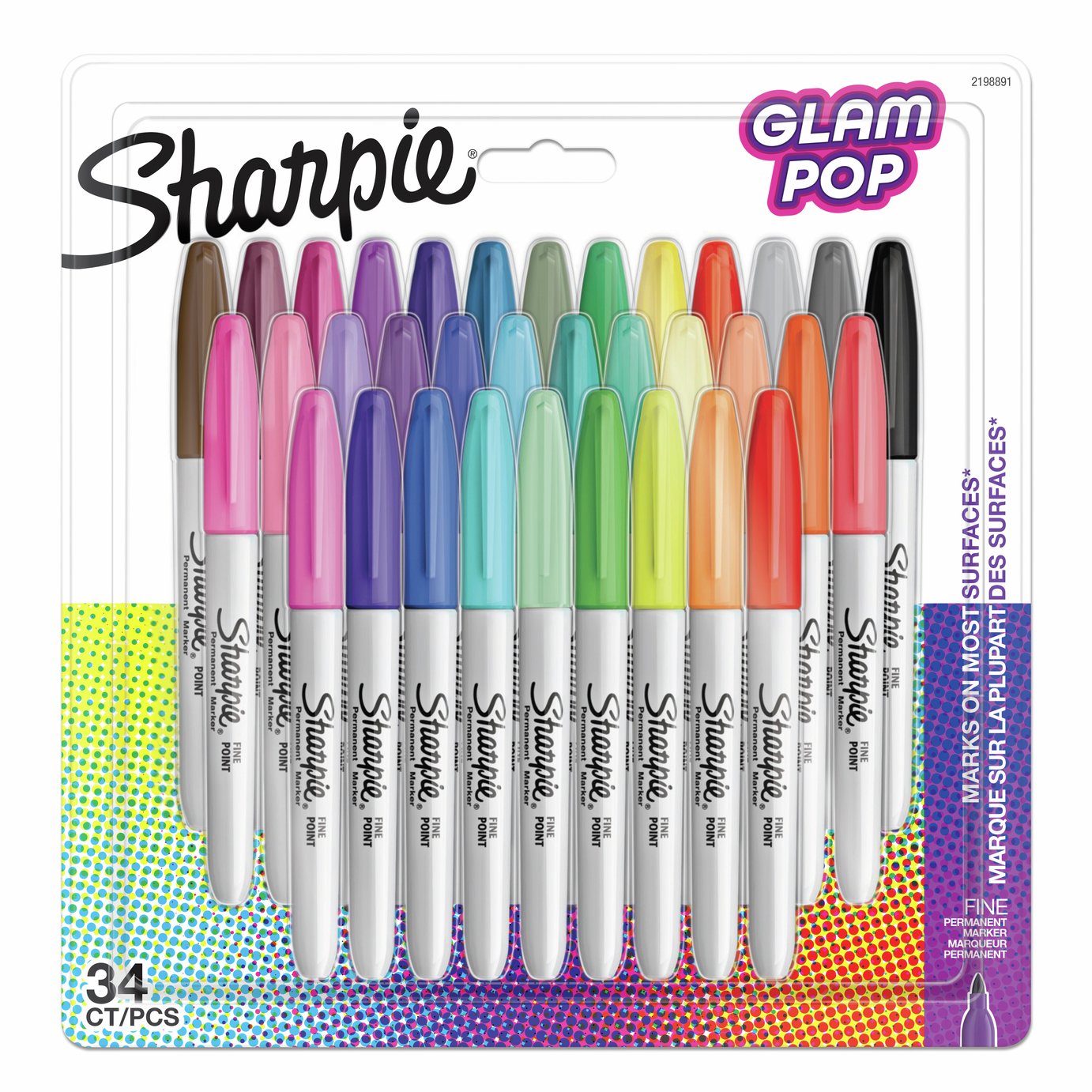 Sharpie Glam Pop Permanent Markers - Pack of 34