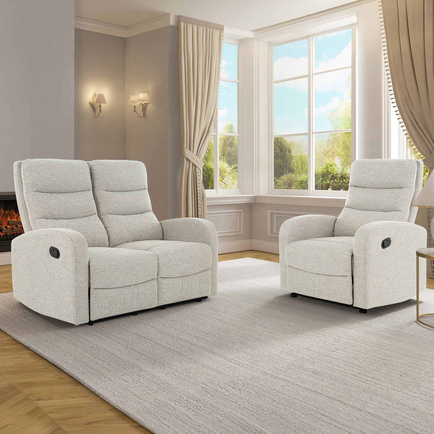 Dorel Rena Fabric Arm chair- Natural