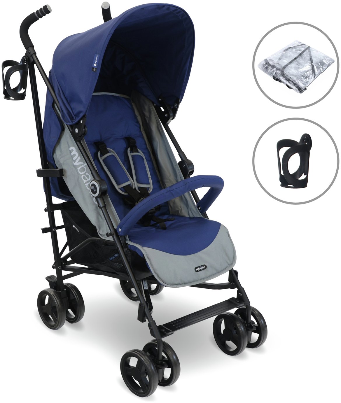 My Babiie MB02 Lightweight Stroller - Blue and Grey