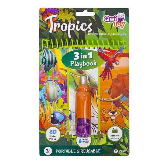 QwiToys Magic Water 3-in-1 Reusable Playbook - Tropics
