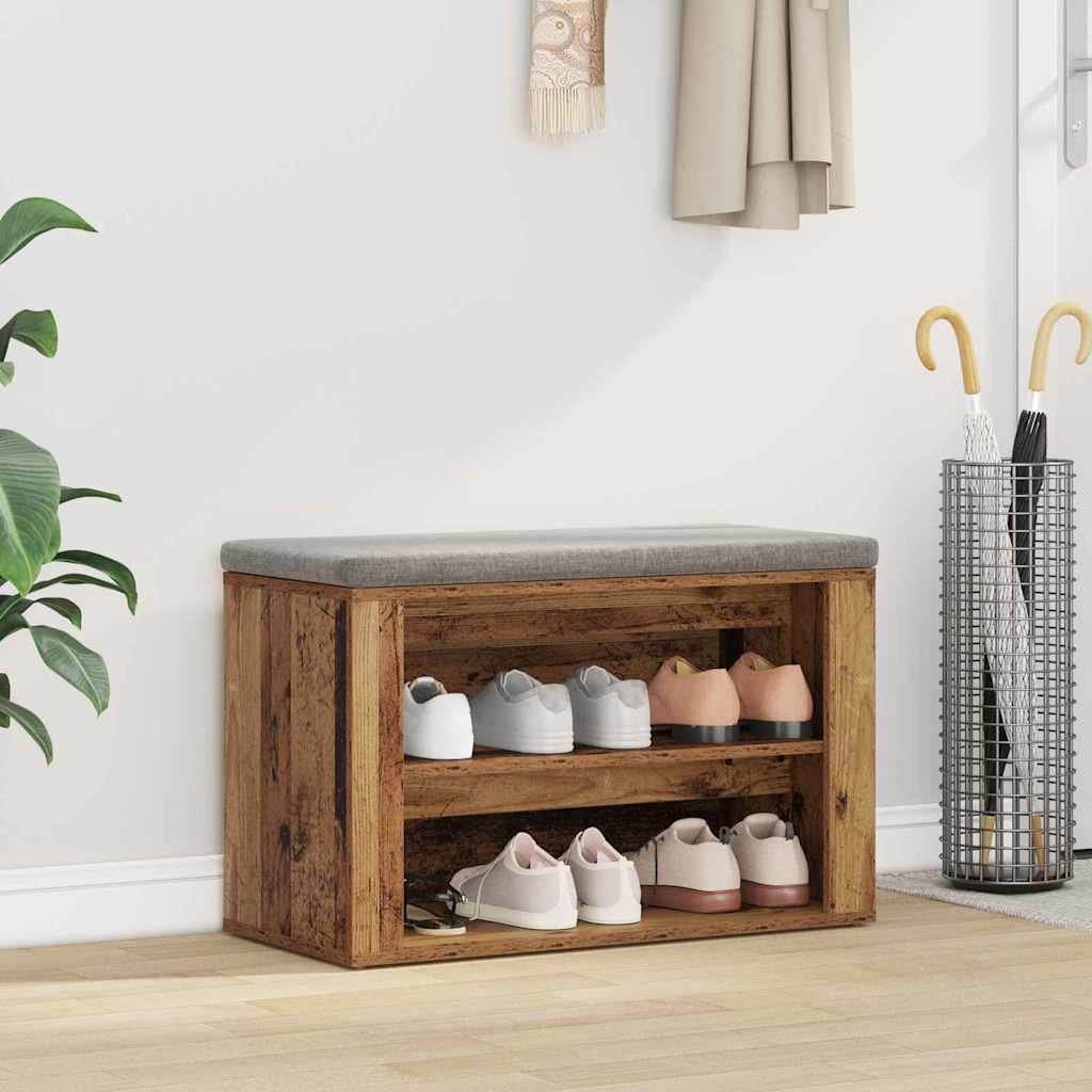 Walplus Engineered Wood Shoe Rack - Old Wood - 75 x 35 x 45 cm