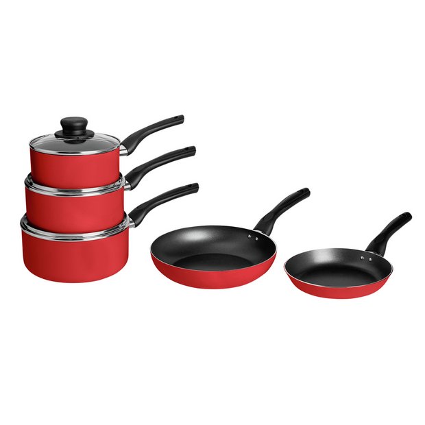 Buy Argos Home 3 Piece Aluminium Pan Set - Red, Pan sets