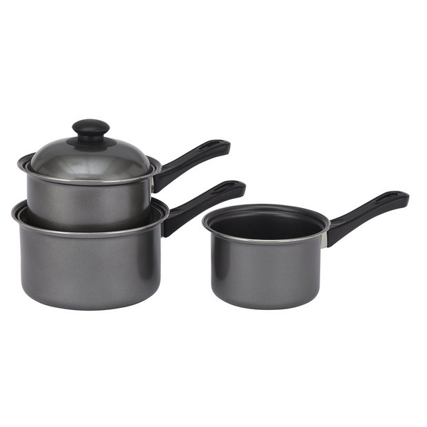 Shop Salter Geo Hex 3 Piece Non-Stick Saucepans with Lids