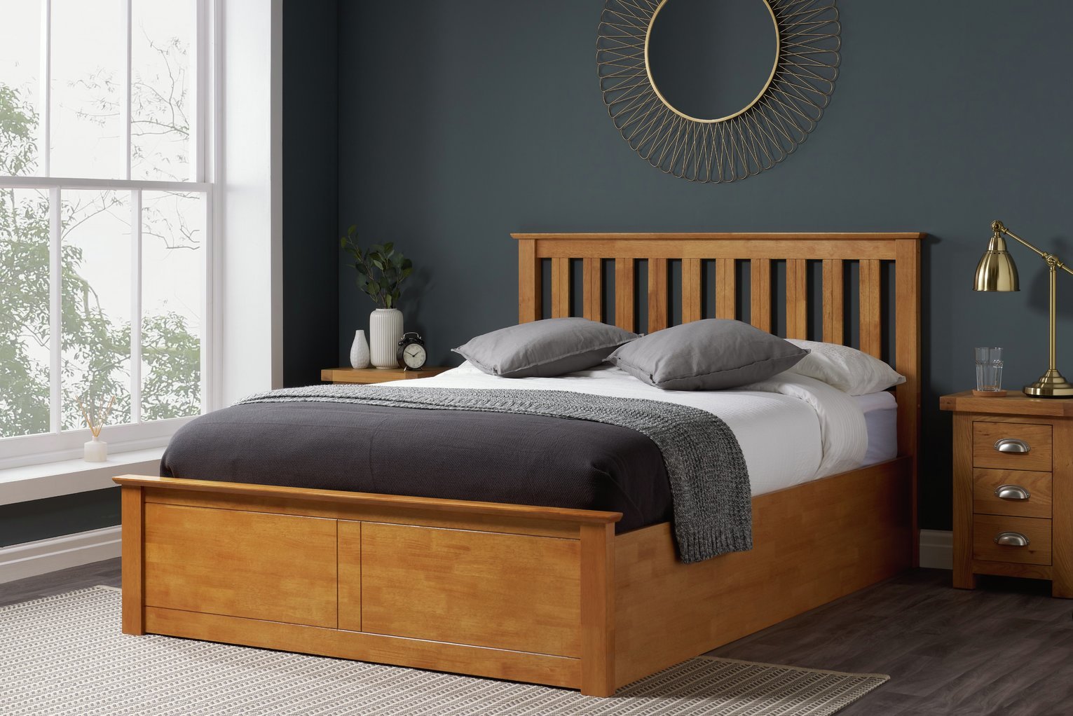 Birlea Phoenix Double End Lift Ottoman Bed - Oak