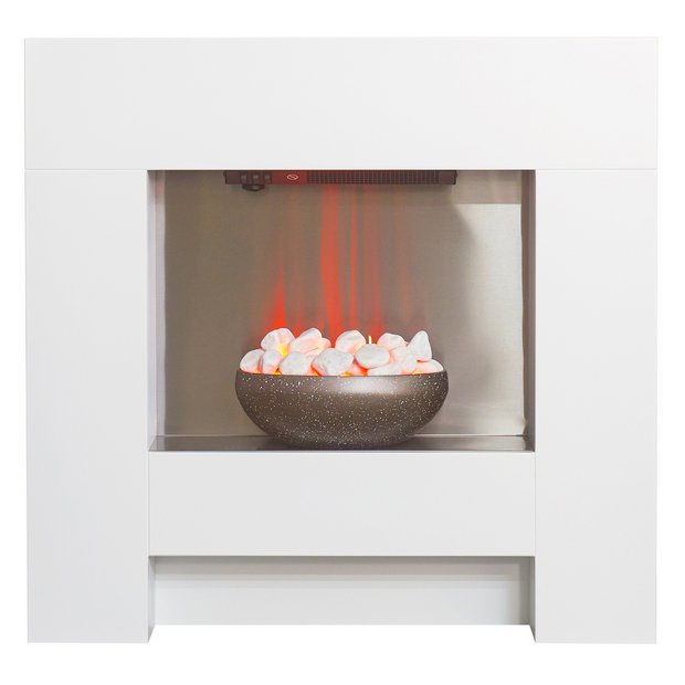 Buy Adam Cubist Electric Freestanding Fire Suite - White | Electric fires |  Argos