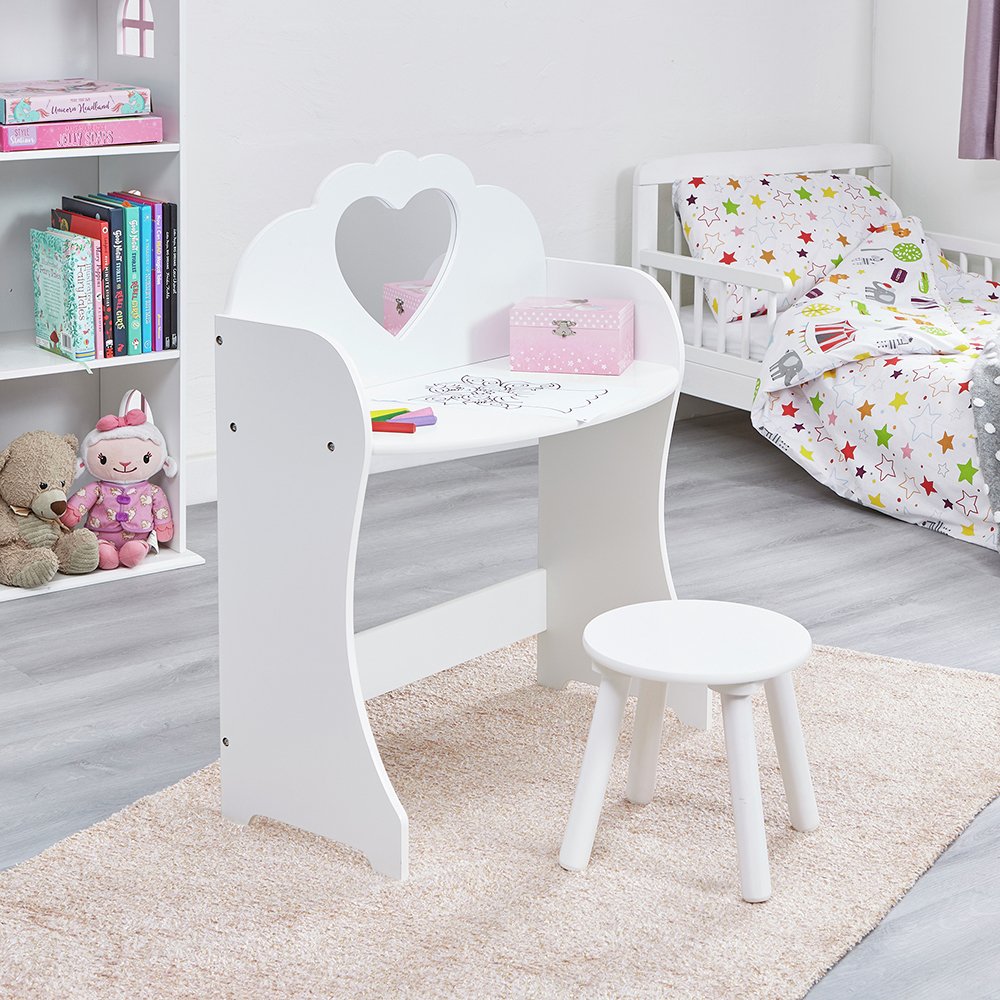 Liberty House Toys Kids Dressing Table And Stool - White