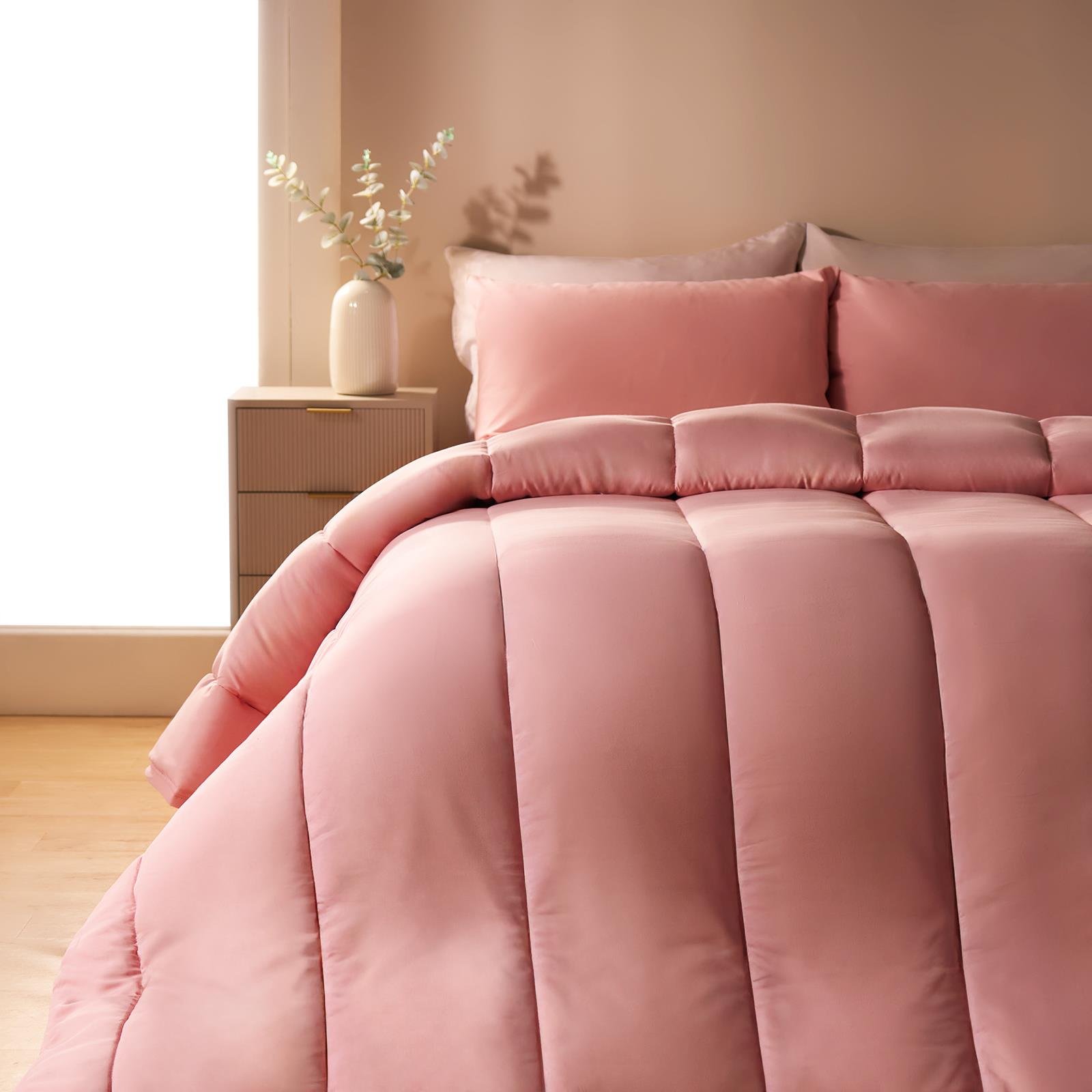 OHS Coverless 10.5 Tog Duvet Set Quilted Bedding - Blush - Double