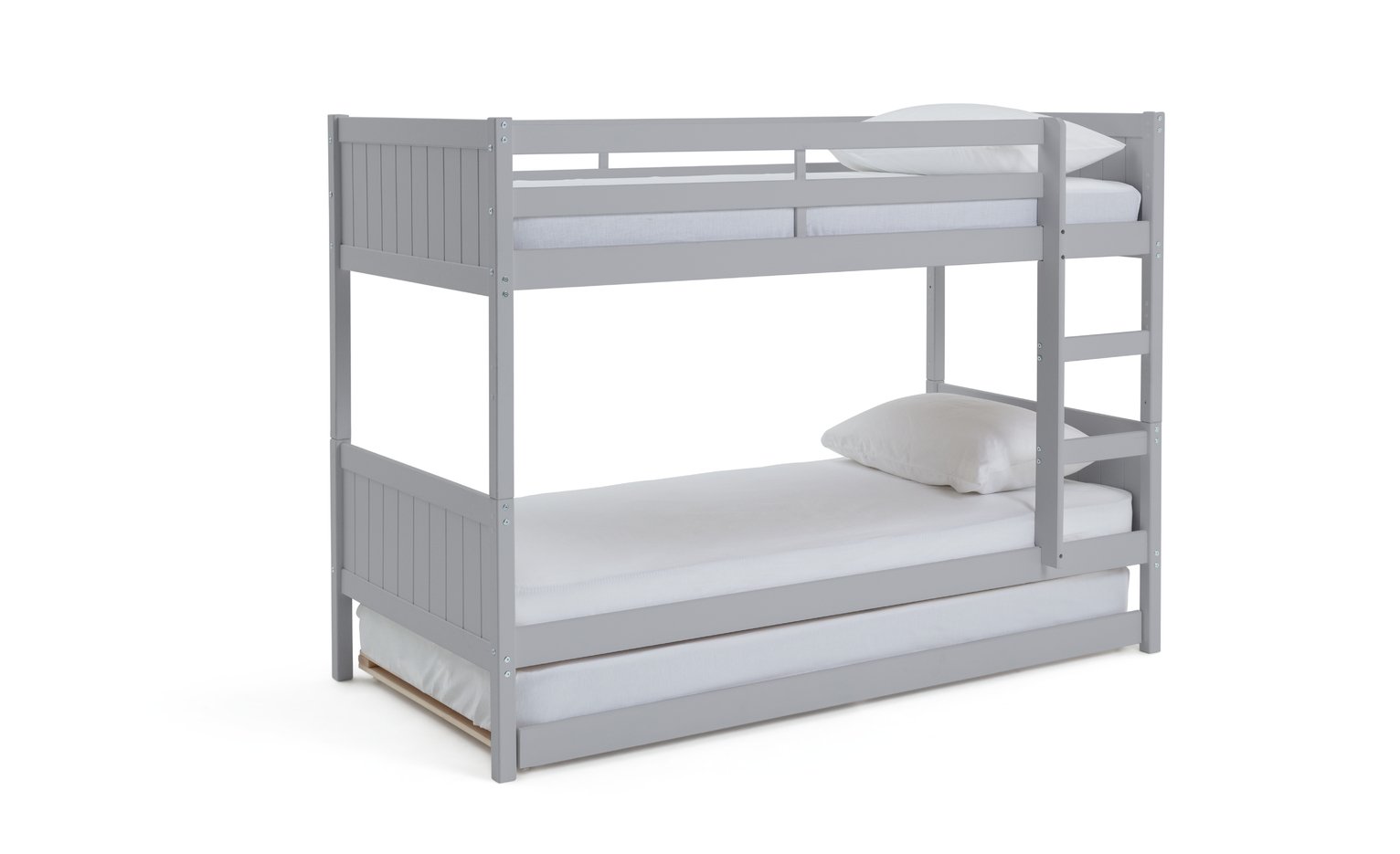 Habitat Detachable Bunk Bed, Trundle & 3 Mattresses -Grey