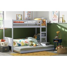 Habitat Detachable Bunk Bed, Trundle & 3 Mattresses -Grey