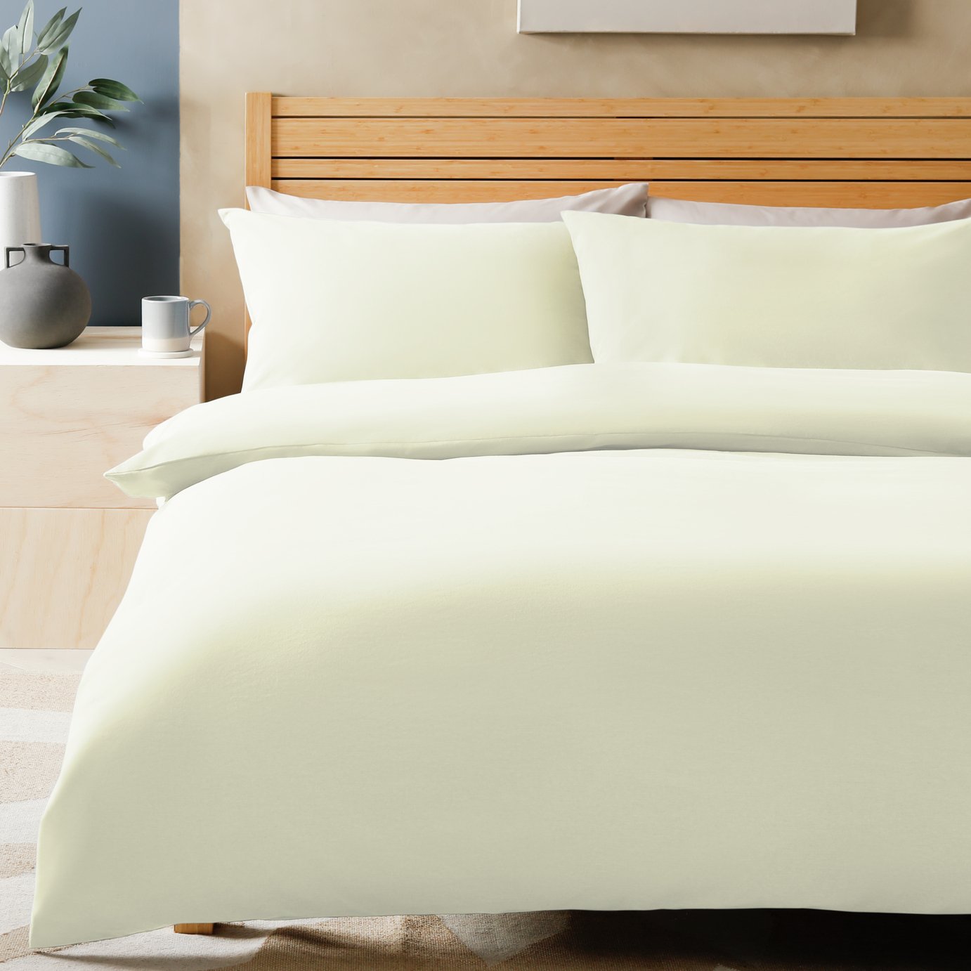 Habitat Cotton Rich 180 TC Plain Cream Bedding Set - King