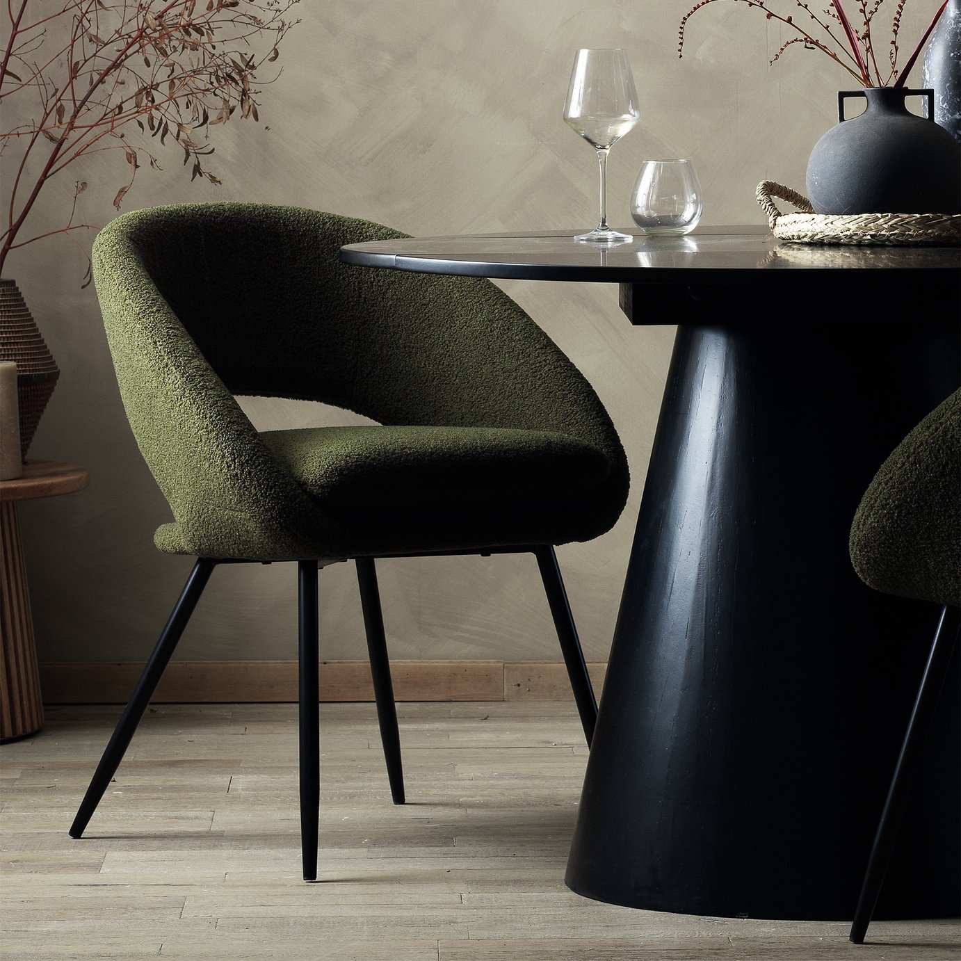 Habitat Hermione Pair of Boucle Chairs - Green