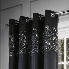 Catherine Lansfield Glitzy Lined Eyelet Curtains