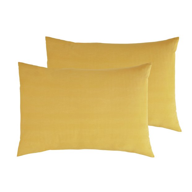 Buy Habitat Cotton Rich 180 TC Standard Pillowcase Pair Mustard Pillowcases Argos