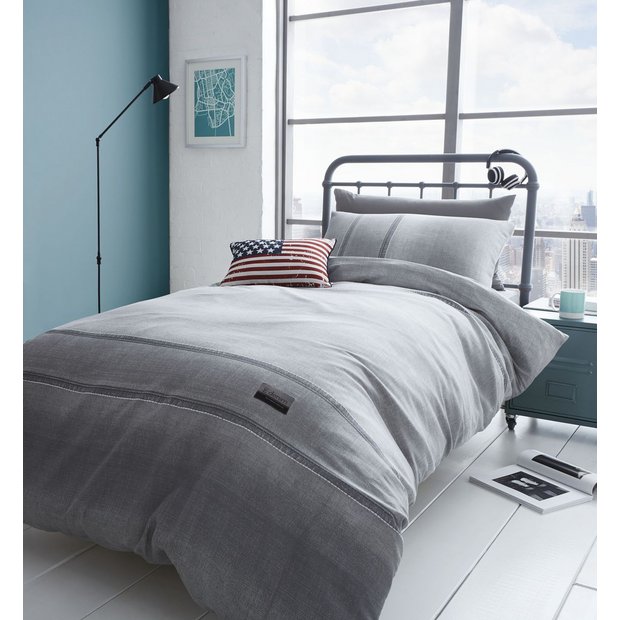 Buy Catherine Lansfield Denim Grey Bedding Set Single Duvet