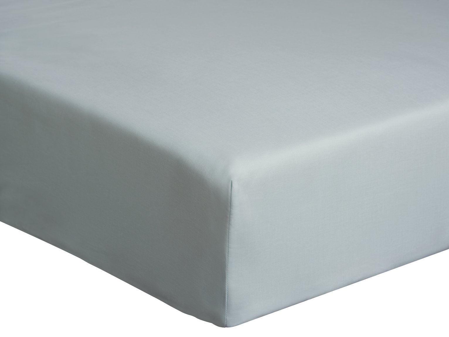 Habitat Cotton Rich 180TC Plain Duck Egg Fitted Sheet-Double