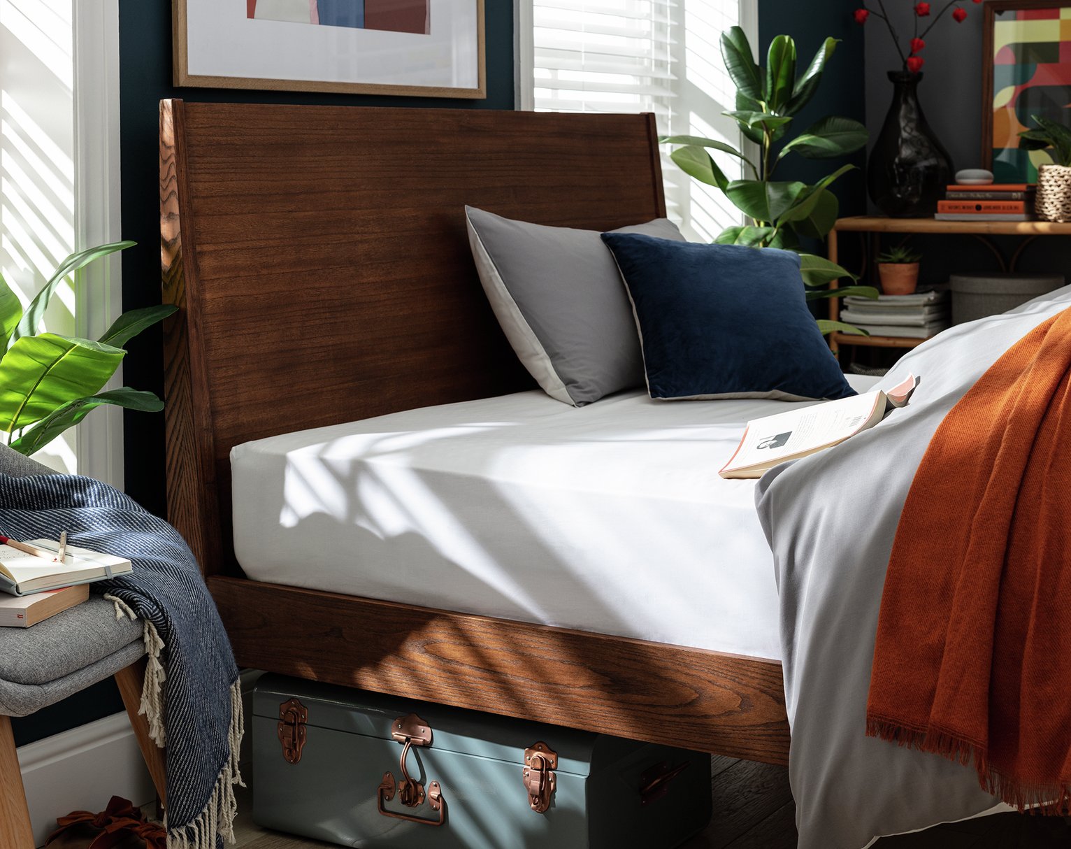 Habitat Cotton Rich 180 TC Plain White Fitted Sheet - Double