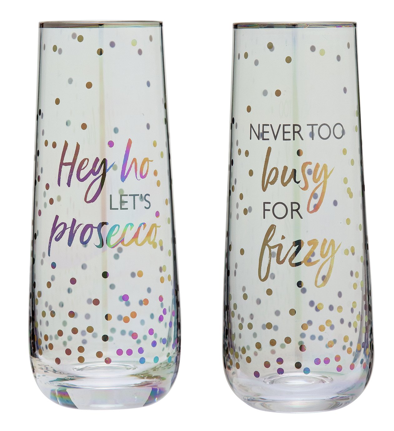 Set of Two Stemless Glass Prosecco Flutes