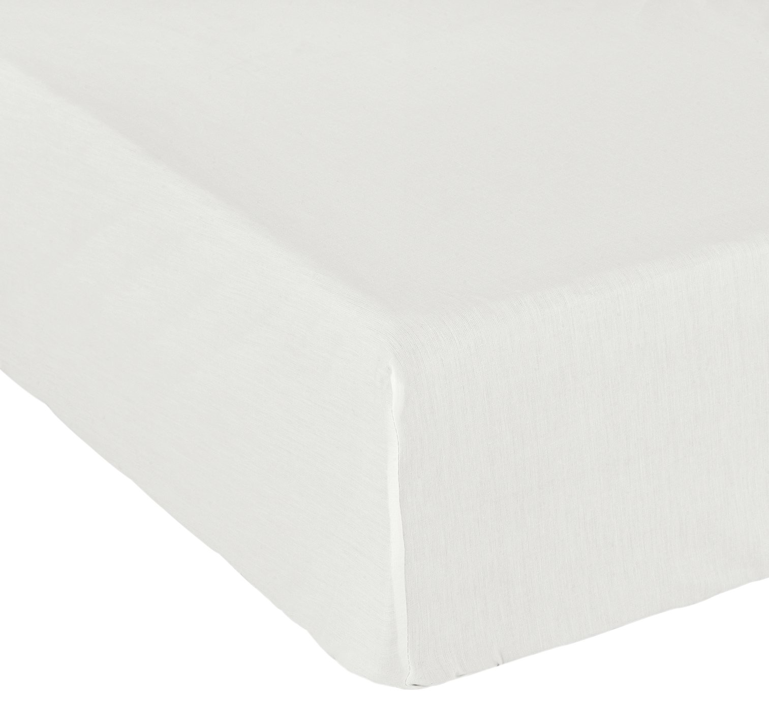 Habitat Cotton Rich 180 TC Plain Cream Fitted Sheet - King