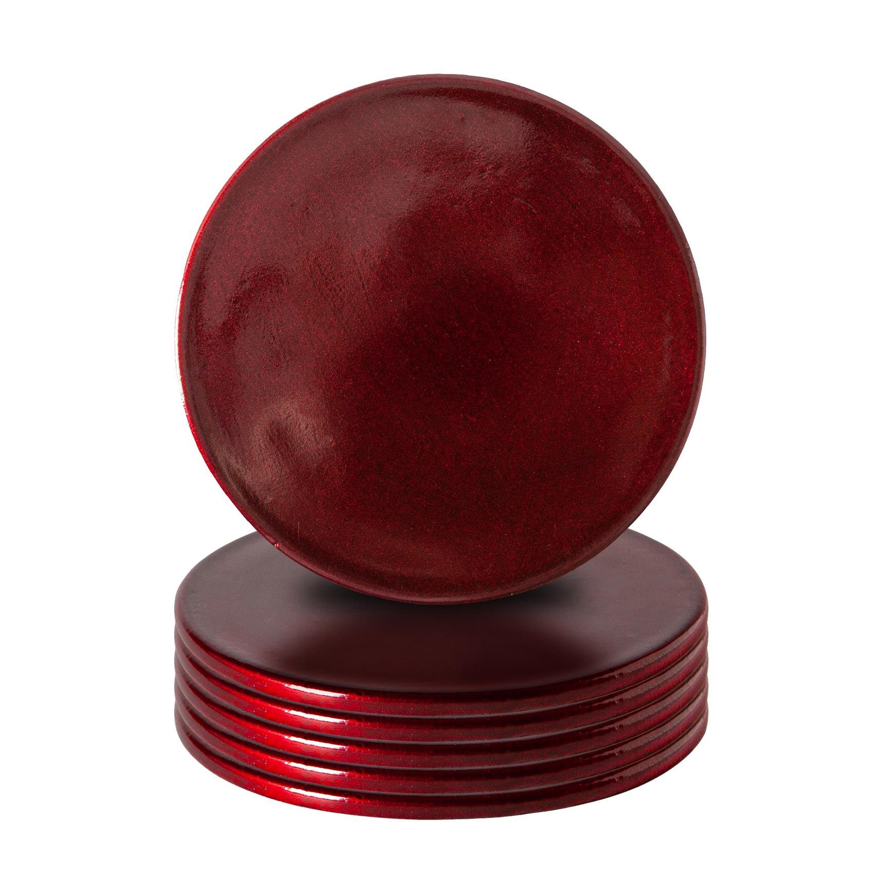 Argon Tableware Metallic Coasters - Red - Pack of 6