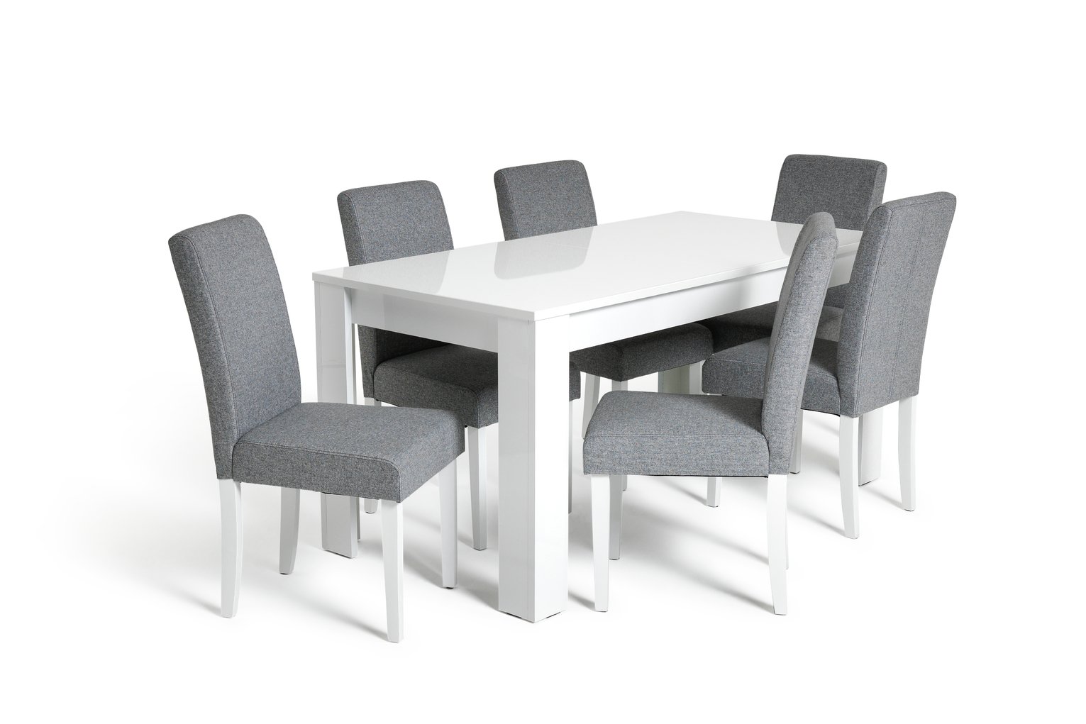 Argos Home Miami Extending Grey Dining Table & 6 Grey Chairs