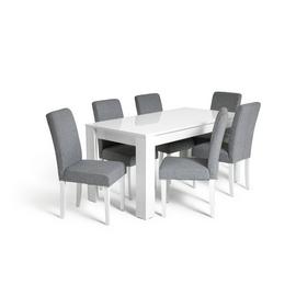 Argos Home Miami Wood Extending Dining Table & 6 Grey Chairs